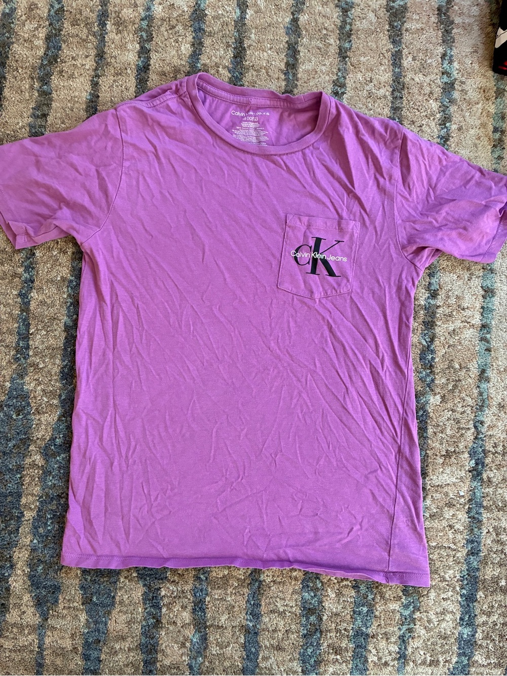 Calvin Klein Jeans Kids Purple Pocket Tee with Black Logo